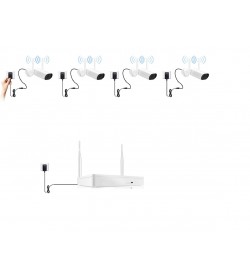Neljä langatonta WIFI-yhteydellä toimivaa ja NVR-verkkotallentimella varustettua IP-kameraa